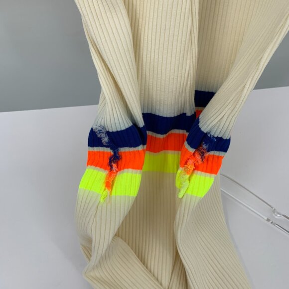 FillesAPapa flared ribbed stretch pants cream fringe orange blue yellow new 2 XS - Picture 6 of 8